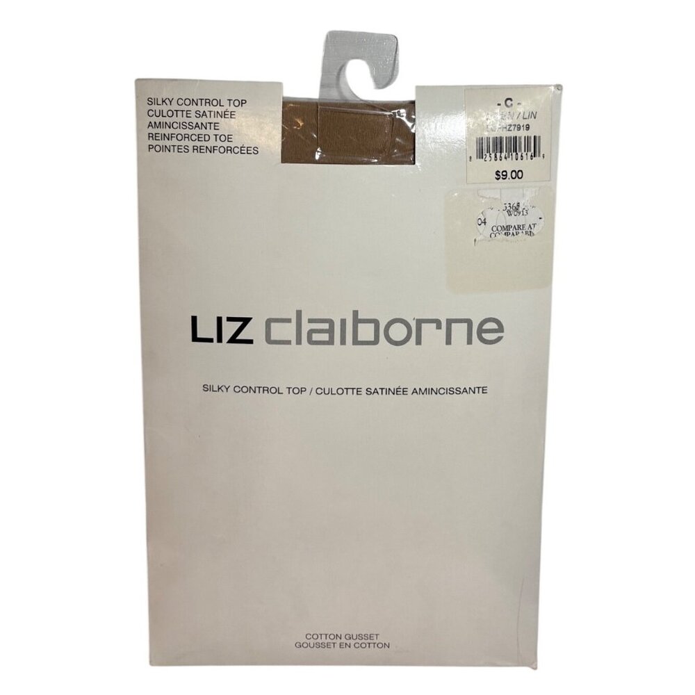 Liz Claiborne Silky Control Top Pantyhose With Reinforced Toe Size C Linen Color